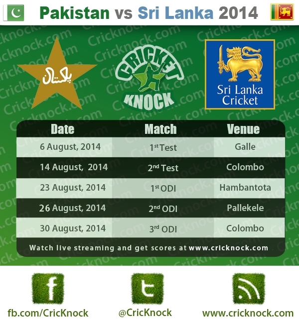 Pakistan vs Sri Lanka Fixtures 2014