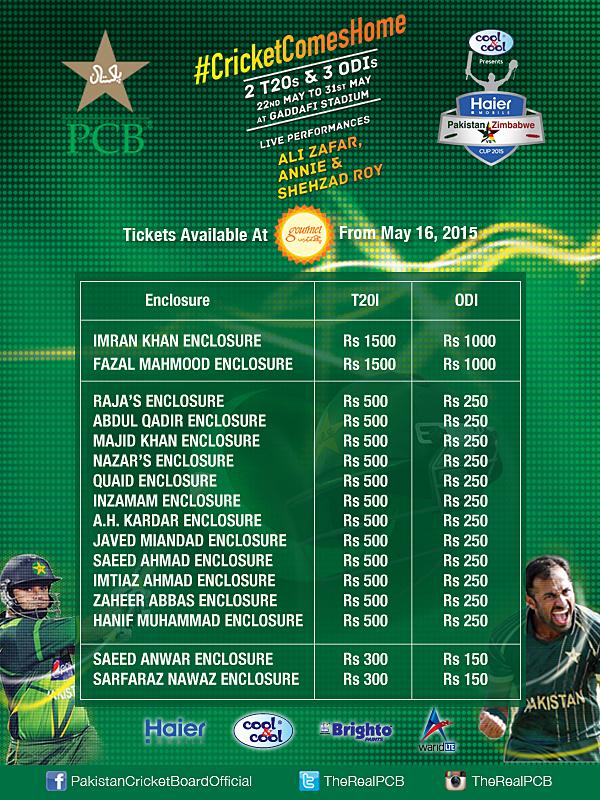 Pakistan vs Zimbabwe ticket prices