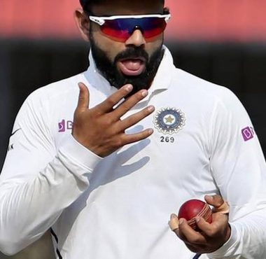 Virat Kholi spitting on cricket ball